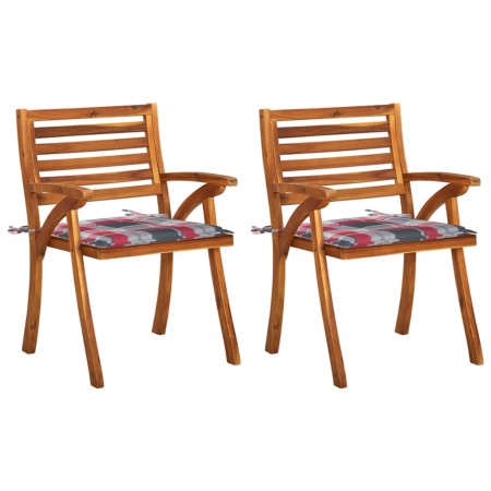Sillas de comedor jardín con cojines 2 uds madera maciza acacia de , Sillas de jardín - Ref: Foro24-3060819, Precio: 251,29 €...