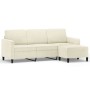 Sofá de 3 plazas con taburete de terciopelo crema 180 cm de , Sofás - Ref: Foro24-3201182, Precio: 350,73 €, Descuento: %