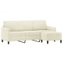 Sofá de 3 plazas con taburete de terciopelo crema 180 cm de , Sofás - Ref: Foro24-3201182, Precio: 350,73 €, Descuento: %