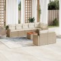 Set de sofás de jardín 9 pzas con cojines ratán sintético beige en Conjuntos de jardín | Comprar online en Foru.es