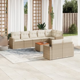 Set de sofás de jardín 9 pzas con cojines ratán sintético beige en Conjuntos de jardín | Comprar online en Foru.es