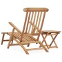 Tumbona con reposapiés y mesita madera maciza de teca de vidaXL, Tumbonas - Ref: Foro24-315376, Precio: 230,08 €, Descuento: %