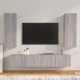 Set de muebles para TV 4 pzas madera contrachapada gris Sonoma de , Muebles TV - Ref: Foro24-3114204, Precio: 152,29 €, Descu...