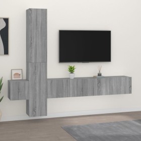 Set de muebles para TV 5 pzas madera contrachapada gris Sonoma de , Muebles TV - Ref: Foro24-3114252, Precio: 169,32 €, Descu...