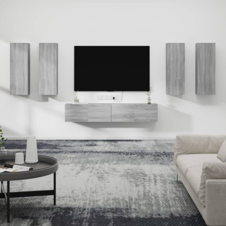 Set de muebles para TV 6 pzas madera contrachapada gris Sonoma de , Muebles TV - Ref: Foro24-3114348, Precio: 233,42 €, Descu...