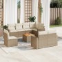 Set de sofás de jardín 9 pzas con cojines ratán sintético beige en Conjuntos de jardín | Comprar online en Foru.es
