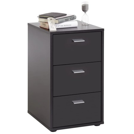 FMD Mesita de noche con 3 cajones negro de , Mesitas de noche - Ref: Foro24-428803, Precio: 149,35 €, Descuento: %
