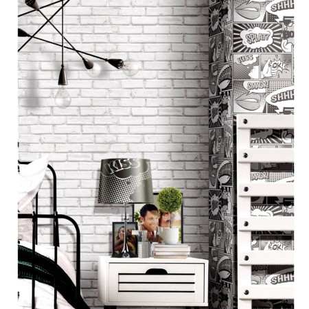 Urban Friends & Coffee Papel pintado ladrillos gris y blanco de , Papel pintado - Ref: Foro24-425320, Precio: 27,72 €, Descue...