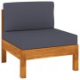 Sofá de jardín 4 plazas con cojín gris oscuro madera de acacia de vidaXL, Conjuntos de jardín - Ref: Foro24-3057947, Precio: ...