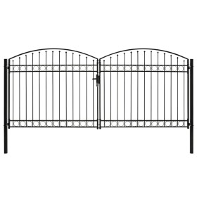 Cancela de valla doble puerta con arco 400x200 cm acero negro de , Puertas de jardín - Ref: Foro24-143096, Precio: 509,24 €, ...