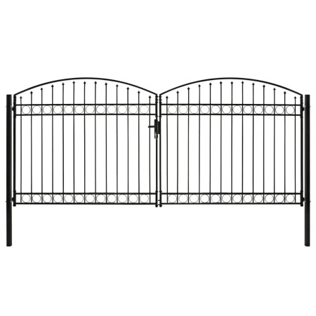 Cancela de valla doble puerta con arco 400x200 cm acero negro de , Puertas de jardín - Ref: Foro24-143096, Precio: 509,24 €, ...