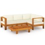 Muebles de jardín 5 pzas cojines blanco crema madera de acacia de vidaXL, Conjuntos de jardín - Ref: Foro24-3057932, Precio: ...