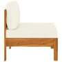 Muebles de jardín 5 pzas cojines blanco crema madera de acacia de vidaXL, Conjuntos de jardín - Ref: Foro24-3057932, Precio: ...