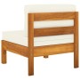 Muebles de jardín 5 pzas cojines blanco crema madera de acacia de vidaXL, Conjuntos de jardín - Ref: Foro24-3057932, Precio: ...