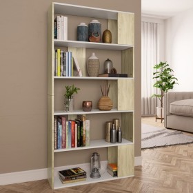 Estantería/divisor espacios blanco y roble sonoma 80x24x159 cm de , Librerías y estanterías - Ref: Foro24-800104, Precio: 67,...