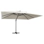 Sombrilla voladiza luces LED y poste aluminio arena 4x3 m de , Sombrillas - Ref: Foro24-47004, Precio: 412,67 €, Descuento: %