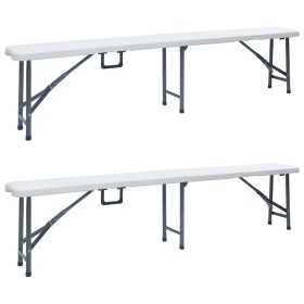 Bancos de jardín plegables 2 unidades 180 cm HDE blanco de , Bancos de jardín - Ref: Foro24-48830, Precio: 88,66 €, Descuento: %