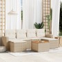 Set sofás de jardín 7 piezas y cojines ratán sintético beige en Conjuntos de jardín | Comprar online en Foru.es