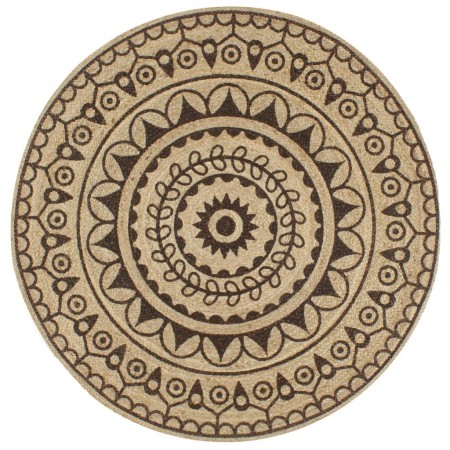 Alfombra de yute tejida a mano estampado marrón oscuro 150 cm de , Alfombras - Ref: Foro24-133706, Precio: 64,34 €, Descuento: %