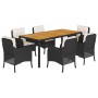 Set de comedor de jardín 7 pzas y cojines ratán sintético negro de , Conjuntos de jardín - Ref: Foro24-3211864, Precio: 749,8...