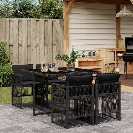 Set de muebles jardín 5 pzas con cojines ratán sintético negro de , Conjuntos de jardín - Ref: Foro24-3210895, Precio: 264,58...
