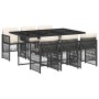 Set de comedor de jardín 7 pzas y cojines ratán sintético negro de , Conjuntos de jardín - Ref: Foro24-3210906, Precio: 397,1...