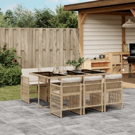 Set comedor de jardín 7 pzas con cojines ratán sintético beige de , Conjuntos de jardín - Ref: Foro24-3210910, Precio: 425,04...