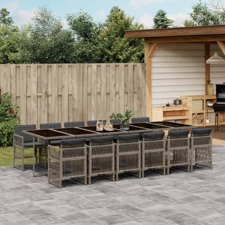 Set comedor de jardín con cojines 13 pzas ratán sintético gris de , Conjuntos de jardín - Ref: Foro24-3210944, Precio: 844,98...