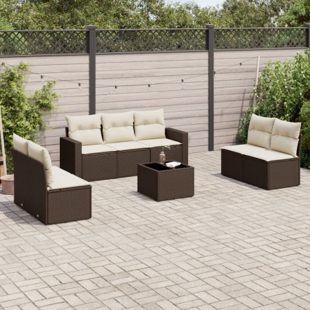 Set sofás de jardín 8 piezas y cojines ratán sintético marrón de , Sofás modulares de exterior - Ref: Foro24-3251180, Precio:...