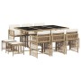 Set comedor de jardín 11 pzas con cojines ratán sintético beige de , Conjuntos de jardín - Ref: Foro24-3211690, Precio: 530,0...