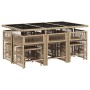 Set comedor de jardín 11 pzas con cojines ratán sintético beige de , Conjuntos de jardín - Ref: Foro24-3211690, Precio: 530,0...