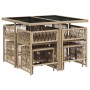 Set comedor de jardín 9 pzas con cojines ratán sintético beige de , Conjuntos de jardín - Ref: Foro24-3211678, Precio: 384,55...