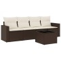 Set comedor de jardín 5 piezas y cojines ratán sintético marrón de , Sofás modulares de exterior - Ref: Foro24-3251030, Preci...