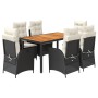 Set de comedor de jardín 7 pzas y cojines ratán sintético negro de , Conjuntos de jardín - Ref: Foro24-3213089, Precio: 799,0...