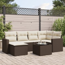 Juego de sofás de jardín 7 piezas con cojines ratán PE marrón de , Sofás modulares de exterior - Ref: Foro24-3251610, Precio:...