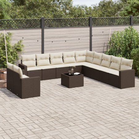 Set de sofás de jardín y cojines 12 pzas ratán sintético marrón de , Sofás modulares de exterior - Ref: Foro24-3251540, Preci...