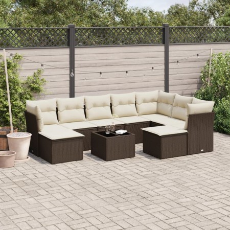 Set de sofás de jardín 10 pzas y cojines ratán sintético marrón de , Conjuntos de jardín - Ref: Foro24-3250422, Precio: 611,5...