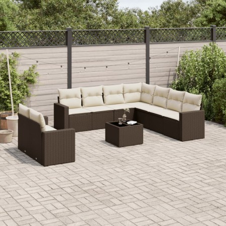Set de sofás de jardín 10 pzas y cojines ratán sintético marrón de , Conjuntos de jardín - Ref: Foro24-3219153, Precio: 669,3...