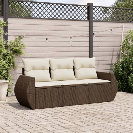 Set sofás de jardín 3 piezas y cojines ratán sintético marrón de , Conjuntos de jardín - Ref: Foro24-3253400, Precio: 239,68 ...