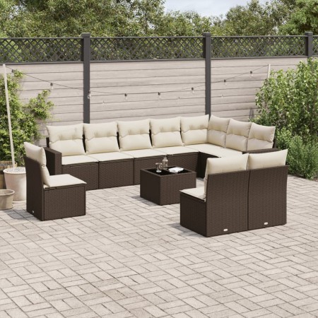 Set de sofás de jardín 11 pzas cojines ratán sintético marrón de , Conjuntos de jardín - Ref: Foro24-3219113, Precio: 691,82 ...