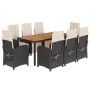 Set de comedor de jardín 9 pzas y cojines ratán sintético negro de , Conjuntos de jardín - Ref: Foro24-3212473, Precio: 1,00 ...