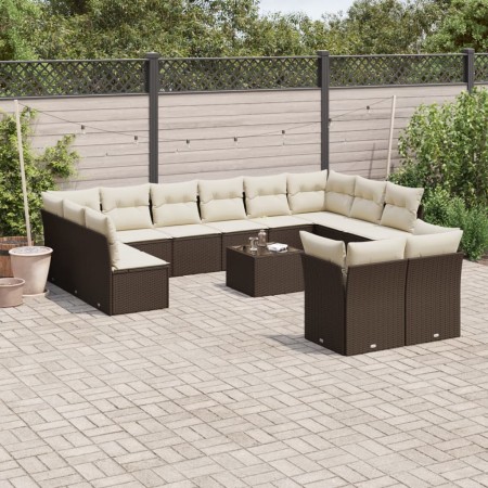 Set de sofás de jardín con cojines 13 piezas ratán PE marrón de , Conjuntos de jardín - Ref: Foro24-3250282, Precio: 889,30 €...