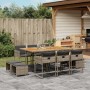 Set de comedor de jardín 11 pzas y cojines ratán sintético gris de , Conjuntos de jardín - Ref: Foro24-3211334, Precio: 518,7...