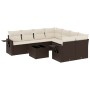 Set de sofás de jardín 9 pzas y cojines ratán sintético marrón de , Conjuntos de jardín - Ref: Foro24-3252300, Precio: 613,09...