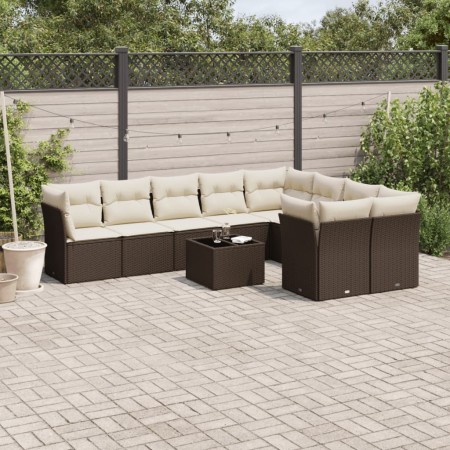 Set de sofás de jardín 10 pzas y cojines ratán sintético marrón de , Conjuntos de jardín - Ref: Foro24-3250022, Precio: 641,4...