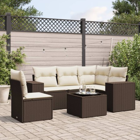 Set sofás de jardín 6 piezas y cojines ratán sintético marrón de , Conjuntos de jardín - Ref: Foro24-3254920, Precio: 429,08 ...