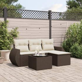 Set comedor de jardín 5 piezas y cojines ratán sintético marrón de , Conjuntos de jardín - Ref: Foro24-3253620, Precio: 331,2...