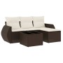 Set comedor de jardín 5 piezas y cojines ratán sintético marrón de , Conjuntos de jardín - Ref: Foro24-3253620, Precio: 331,2...