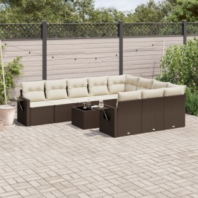 Set de sofás de jardín 11 pzas cojines ratán sintético marrón de , Conjuntos de jardín - Ref: Foro24-3253040, Precio: 687,04 ...
