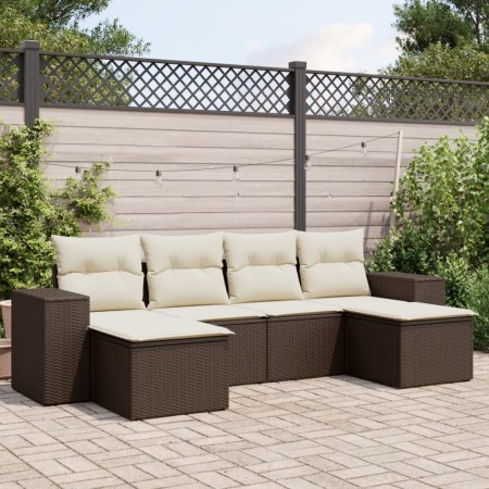 Set sofás de jardín 6 piezas y cojines ratán sintético marrón de , Conjuntos de jardín - Ref: Foro24-3255260, Precio: 380,22 ...